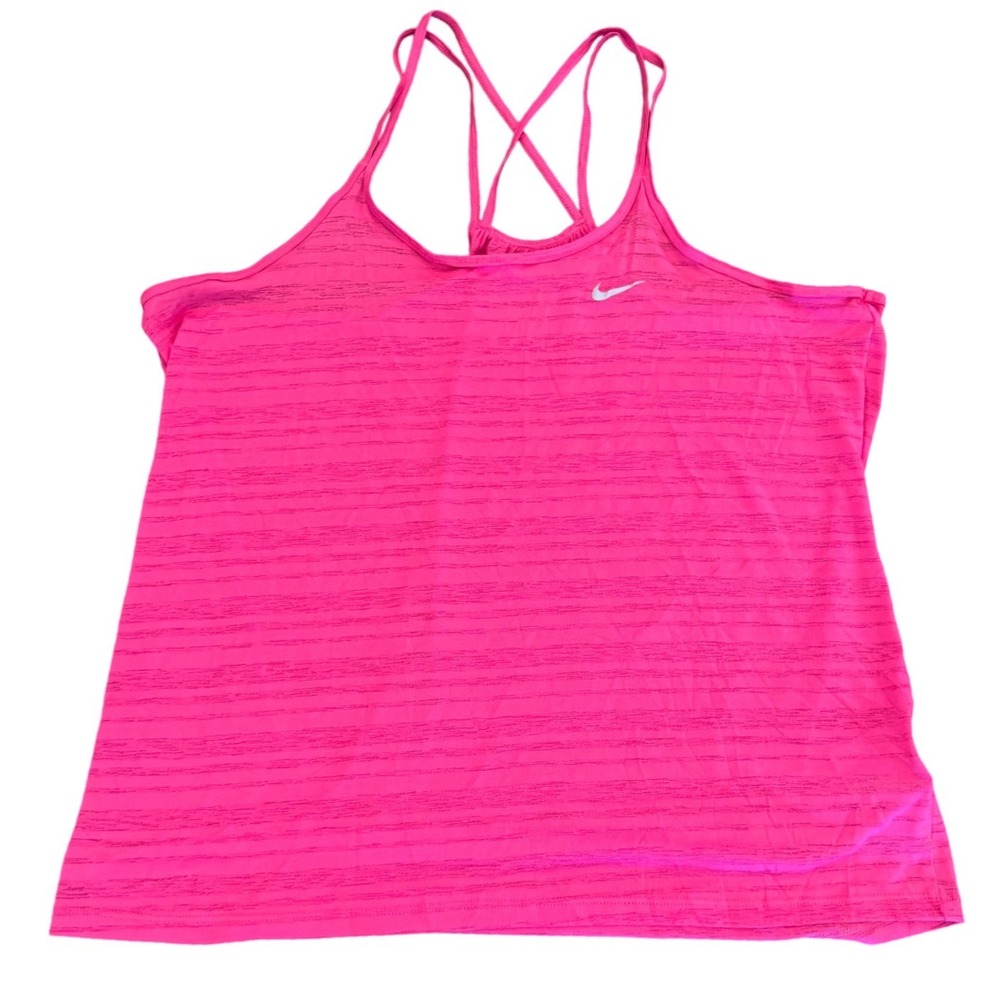 Nike Dri-FIT Pink Strappy Racerback Tank Top Womens Medium Space Dye Running Gym